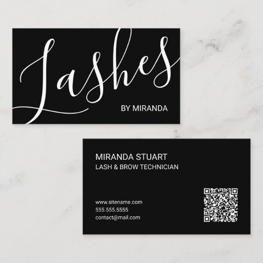 Professionele Moderne Script Wimpers & Wenkbrauwte Visitekaartje (Voorkant / Achterkant)