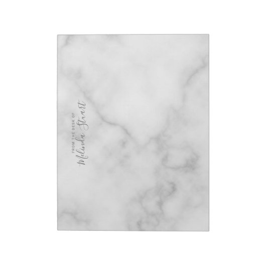 Professionele moderne script witte marmer notitieblok (Linkerzijde)