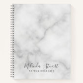 Professionele moderne script witte marmer notitieboek (Voorkant)