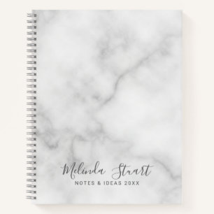 Professionele moderne script witte marmer notitieboek