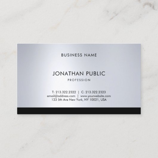 Professionele, moderne, Silver Elegant Sjabloon Visitekaartje (Achterkant)