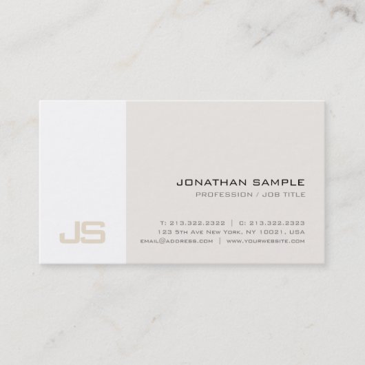 Professionele Moderne Stijlvolle Design Monogram Visitekaartje (Voorkant)