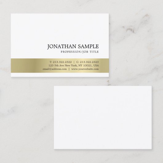 Professionele, moderne, stijlvolle goudlook visitekaartje (Voorkant / Achterkant)