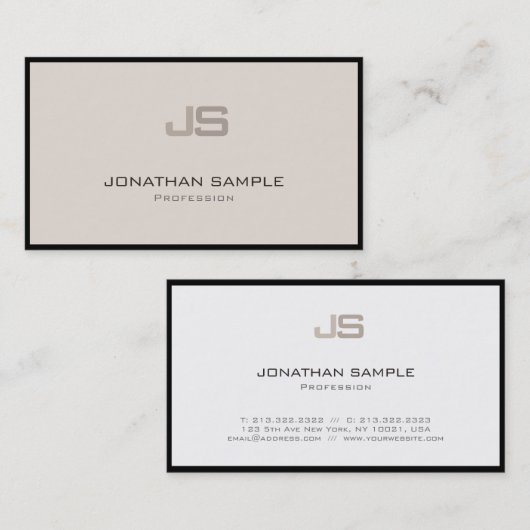 Professionele Moderne Stijlvolle Monogram Duidelij Visitekaartje (Voorkant / Achterkant)