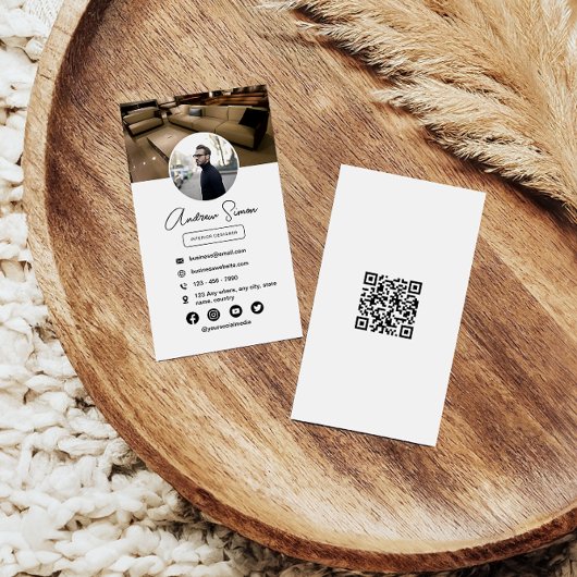 Professionele moderne stijlvolle scanbare QR-code Visitekaartje