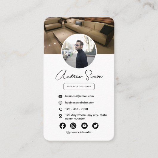 Professionele moderne stijlvolle scanbare QR-code Visitekaartje (Voorkant)