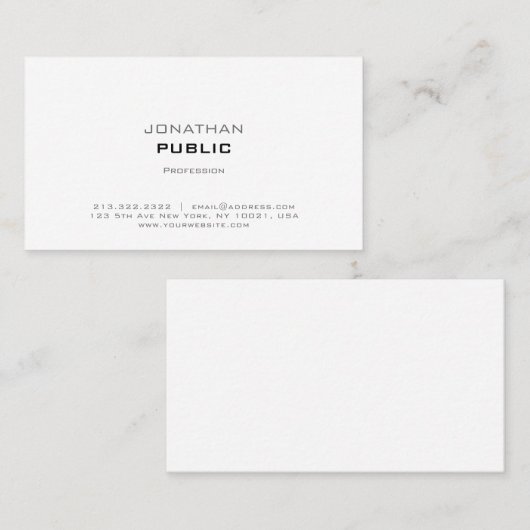 Professionele, moderne, stijlvolle, witte vlek visitekaartje (Voorkant / Achterkant)