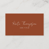 Professionele moderne terracotta minimalistische Q Visitekaartje (Voorkant)