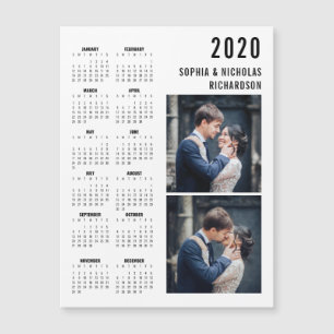 Professionele Moderne Twee Foto 2020 Calendar Magn Magnetische Uitnodiging