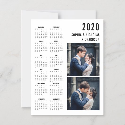 Professionele Moderne Twee Foto 2020 Calendar Magn Magnetische Uitnodiging (Voorkant)