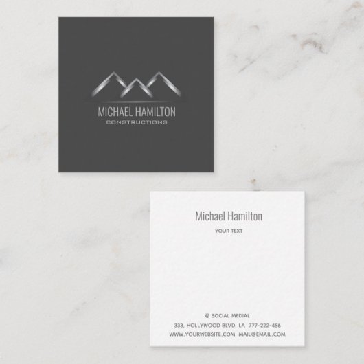 Professionele moderne vastgoedbouw logo vierkante visitekaartje (Voorkant / Achterkant)