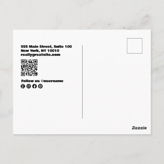 Professionele moderne vet typografie QR-code Briefkaart (Achterkant)