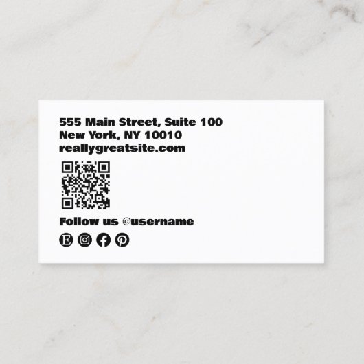 Professionele moderne vet typografie QR-code Visitekaartje (Achterkant)