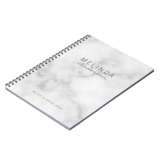 Professionele moderne witte marmer notitieboek (Linkerzijde)