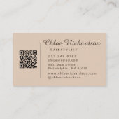 Professionele moderne zachte beige typografie QR-c Visitekaartje (Achterkant)