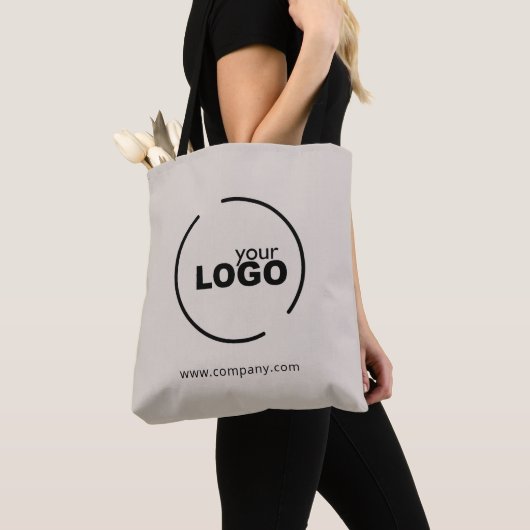 Professionele, moderne zakelijke Logo beige Tote Bag (Dichtbij)