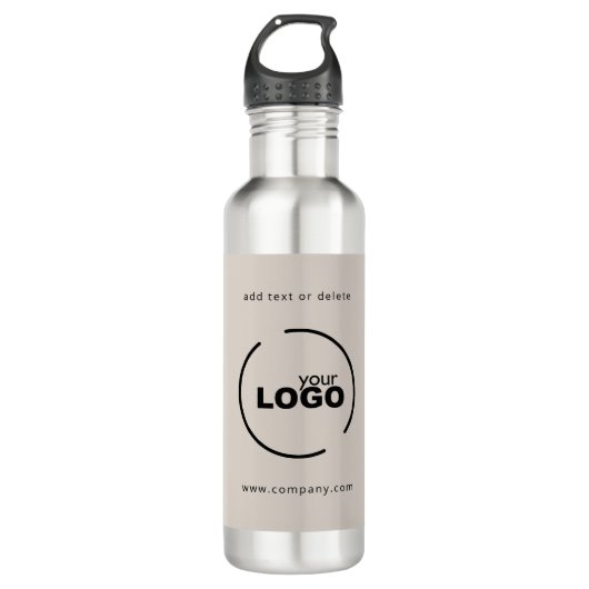 Professionele, moderne zakelijke Logo beige Waterfles (Voorkant)