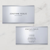 Professionele moderne zilveren metallic look elega visitekaartje (Voorkant / Achterkant)