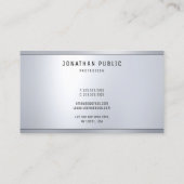 Professionele moderne zilveren metallic look elega visitekaartje (Achterkant)
