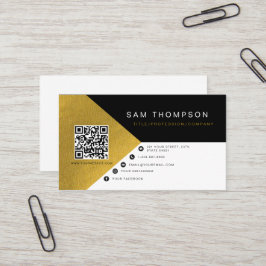 Professionele Moderne Zwart Gouden Folie QR Code Visitekaartje