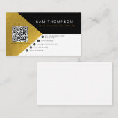 Professionele Moderne Zwart Gouden Folie QR Code Visitekaartje (Voorkant / Achterkant)