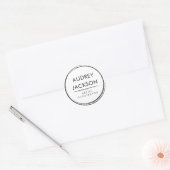 Professionele Moderne Zwart-Wit Borstelslag Ronde Sticker (Envelop)
