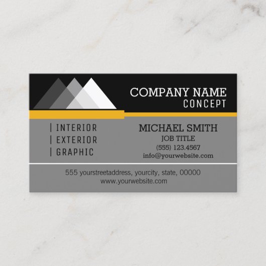 Professionele moderne zwart-wit en grijs visitekaartje (Voorkant)