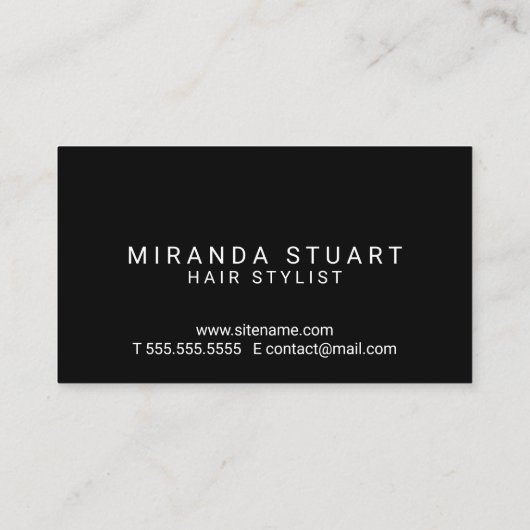 Professionele Moderne Zwart-Wit Haar Stylist Visitekaartje (Achterkant)