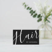 Professionele Moderne Zwart-Wit Haar Stylist Visitekaartje (Staand voorkant)
