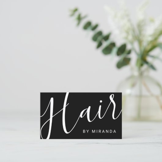 Professionele Moderne Zwart-Wit Haar Stylist Visitekaartje (Staand voorkant)