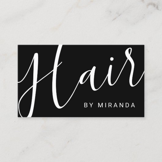 Professionele Moderne Zwart-Wit Haar Stylist Visitekaartje (Voorkant)