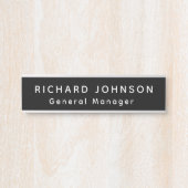 Professionele Moderne Zwart Wit Kantoor Naam Titel Deurbordje (Voorkant)