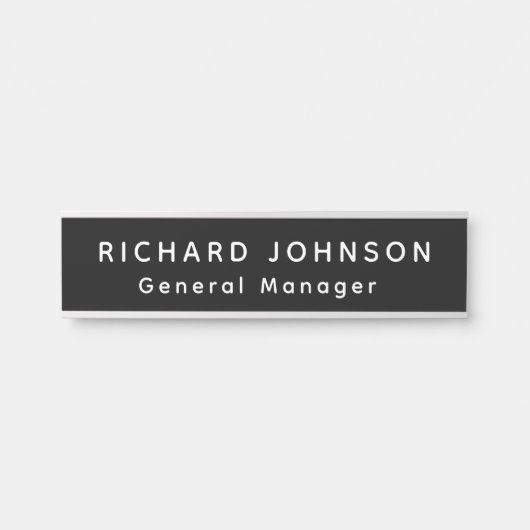 Professionele Moderne Zwart Wit Kantoor Naam Titel Deurbordje (Voorkant)