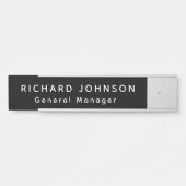 Professionele Moderne Zwart Wit Kantoor Naam Titel Deurbordje (Voorkant)