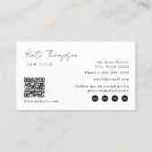 Professionele moderne zwart-wit minimalistische QR Visitekaartje (Achterkant)