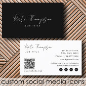 Professionele moderne zwart-wit minimalistische QR Visitekaartje