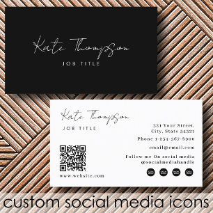 Professionele moderne zwart-wit minimalistische QR Visitekaartje