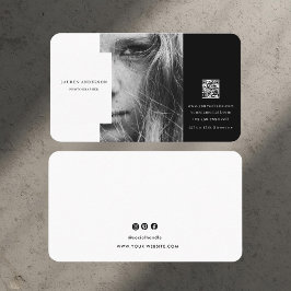 Professionele moderne zwart-wit QR-code Visitekaartje