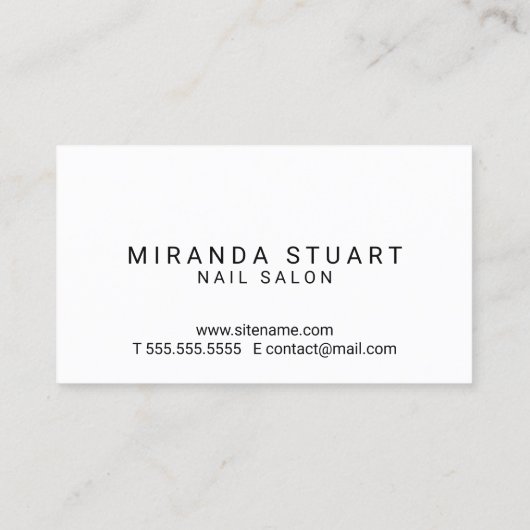 Professionele Moderne Zwart-Witte Nagelsalon Visitekaartje (Achterkant)