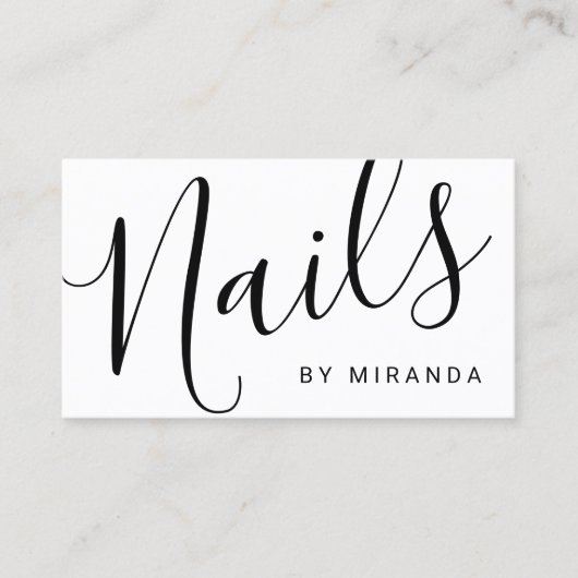 Professionele Moderne Zwart-Witte Nagelsalon Visitekaartje (Voorkant)