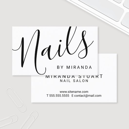 Professionele Moderne Zwart-Witte Nagelsalon Visitekaartje
