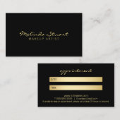 Professionele moderne zwarte en Gold-afspraak Afsprakenkaartje (Voorkant / Achterkant)