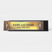 Professionele Moderne Zwarte en Gouden Kantoorwerk Bureau Naambordje (Voorkant)