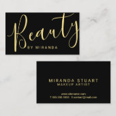 Professionele moderne zwarte en goudmakreelartiest visitekaartje (Voorkant / Achterkant)