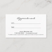 Professionele moderne zwarte en witte benoeming afsprakenkaartje (Achterkant)