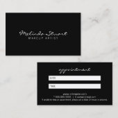 Professionele moderne zwarte en witte benoeming afsprakenkaartje (Voorkant / Achterkant)