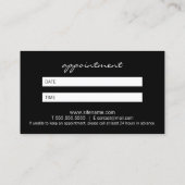 Professionele moderne zwarte en witte benoeming afsprakenkaartje (Achterkant)