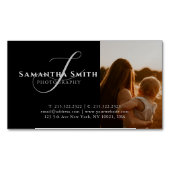 Professionele moderne zwarte en witte fotografie magnetisch visitekaartje (Voorkant)
