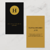 Professionele, moderne zwarte Faux Gold Foil Visitekaartje (Voorkant / Achterkant)