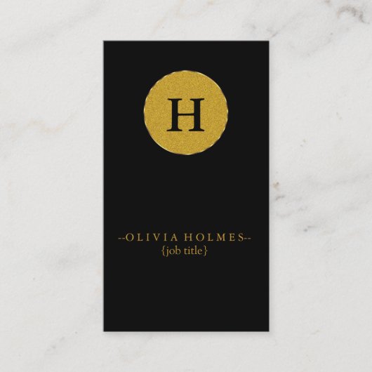 Professionele, moderne zwarte Faux Gold Foil Visitekaartje (Voorkant)